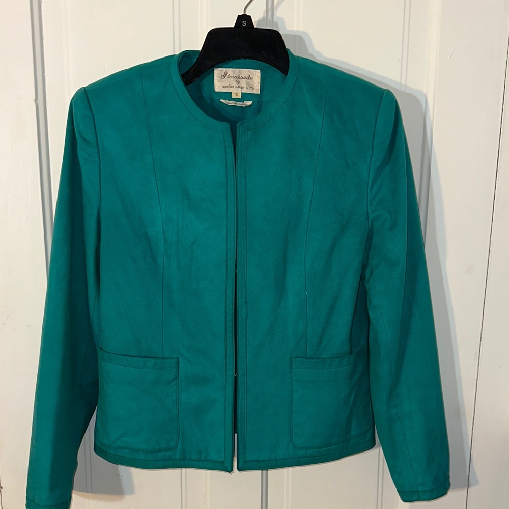 Elegant Teal Blazer by Glorasuede size 8 vintage